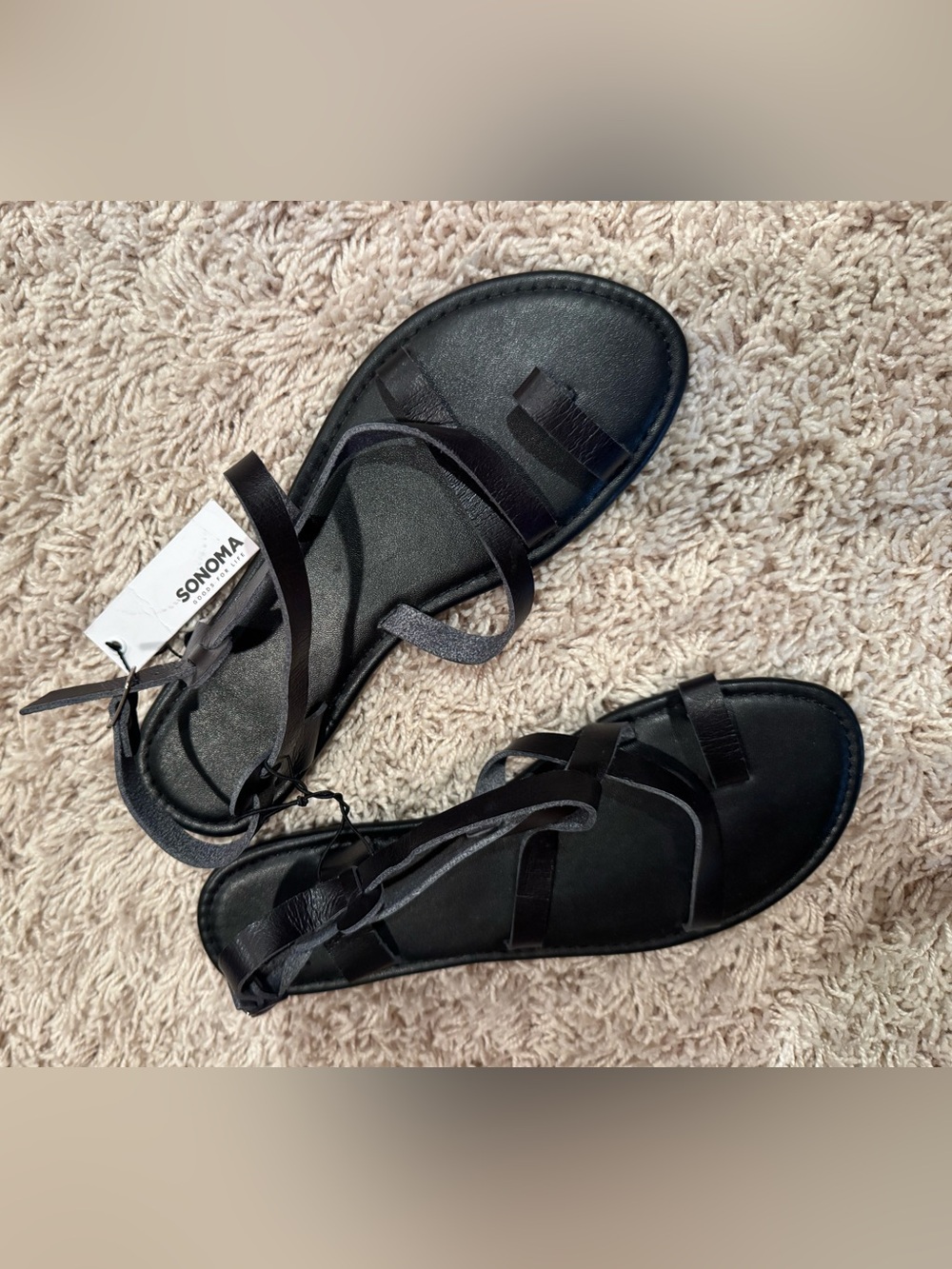 Kohl's Sonoma Black Strappy Lace-Up Flat Sandals for Women